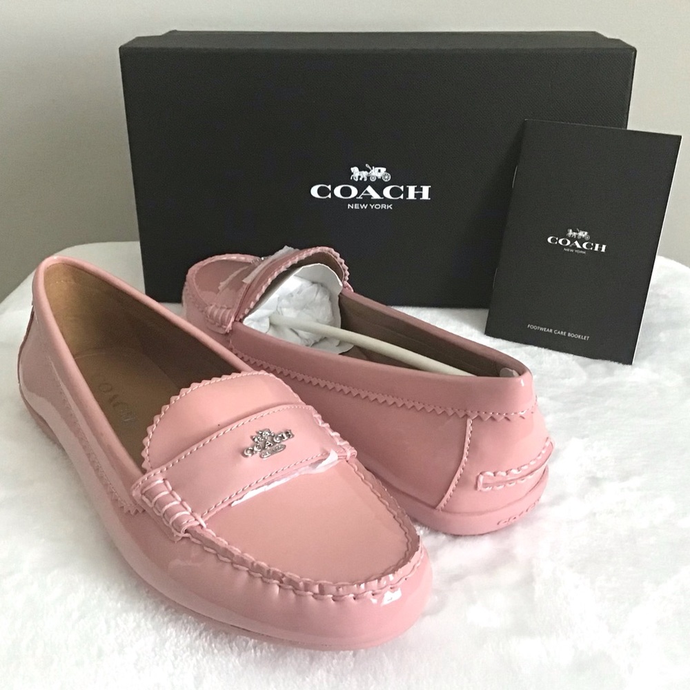 RARE COACH Pink Patent Leather Loafers Shoes New In Box - Picture 3 of 11